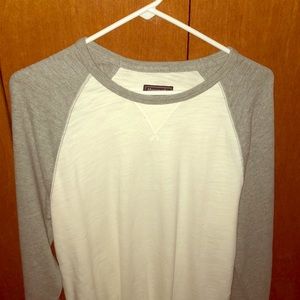 White and grey Abercrombie and Fitch men’s shirt.